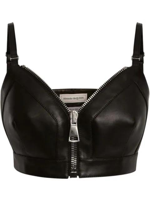 zip-front cropped leather top by ALEXANDER MCQUEEN