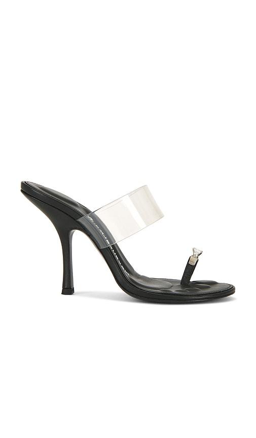 Alexander Wang Bianca 105mm Sandal With Crystal Toe Ring in Black by ALEXANDER WANG
