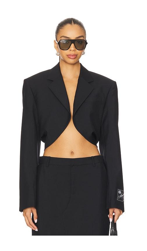 Alexander Wang Cropped Drape Back Blazer in Black by ALEXANDER WANG