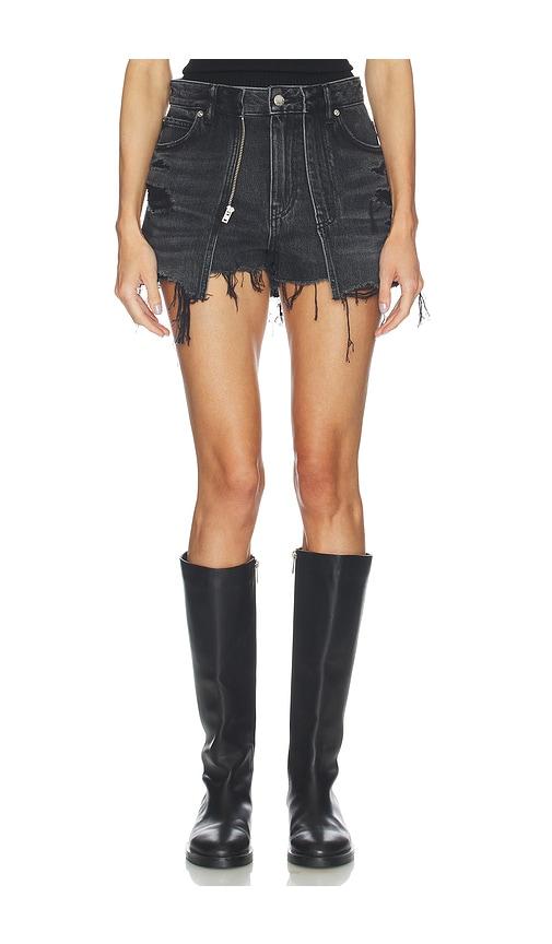 Alexander Wang Distressed Double Layer Skort in Charcoal by ALEXANDER WANG