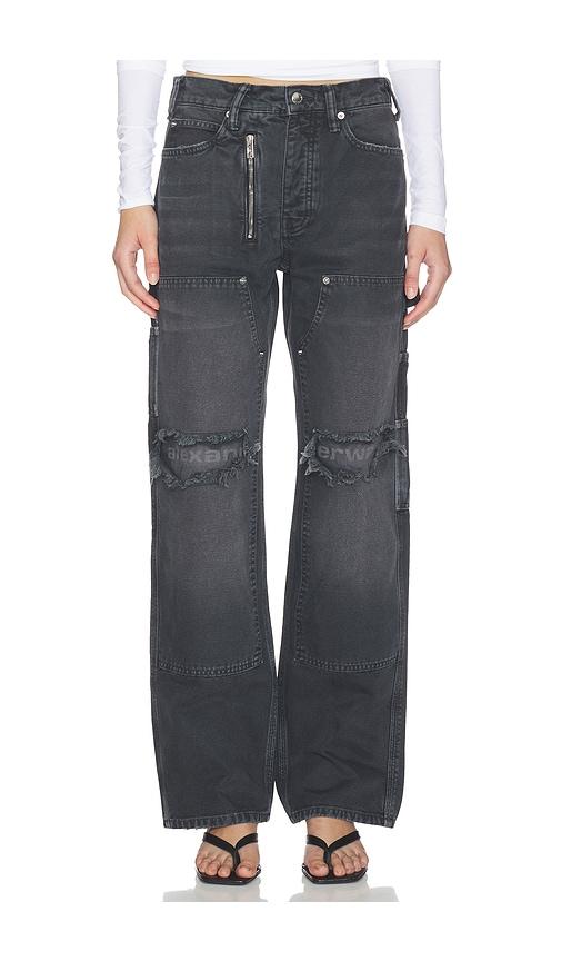 Alexander Wang Mid Rise Carpenter Jeans With Zip in Black by ALEXANDER WANG
