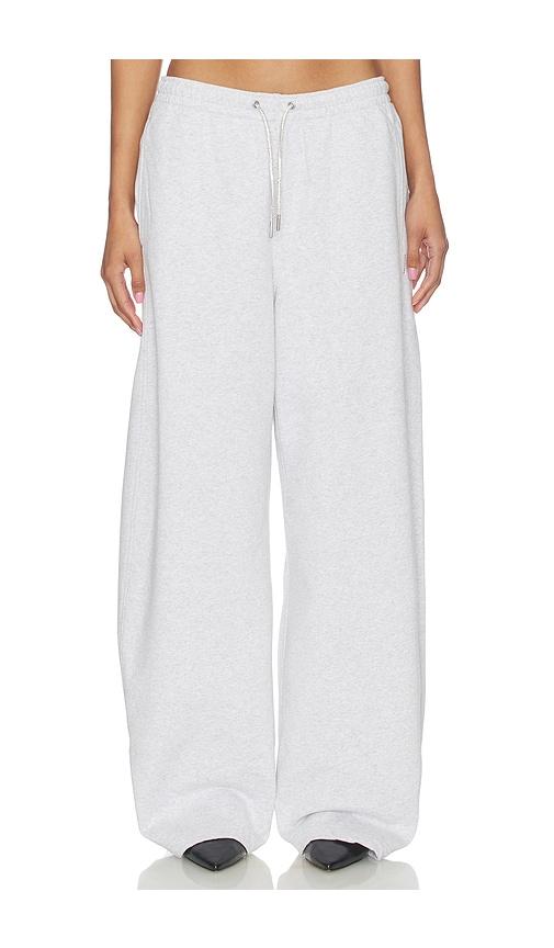 Alexander Wang Mid Rise Sweatpant With Rhinestone Drawcord in Light Grey by ALEXANDER WANG
