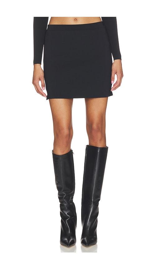 Alexander Wang Mini Skirt With Jacquard Logo Slit in Black by ALEXANDER WANG