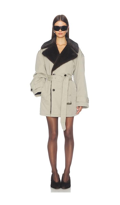 Alexander Wang Oversized Trench Coat With Faux Fur Lining in Beige by ALEXANDER WANG