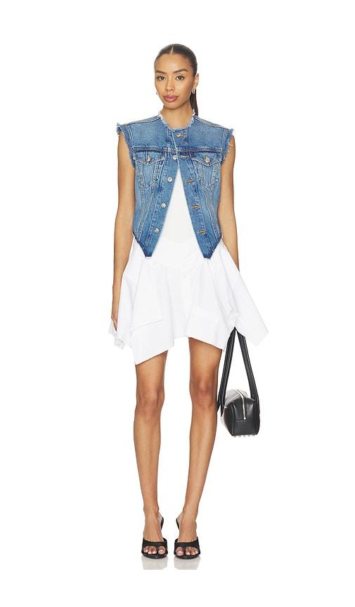 Alexander Wang Prestyle Combo Dress With Denim Vest in White,Blue by ALEXANDER WANG