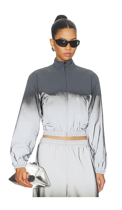 Alexander Wang Reflective Shrunken Track Jacket in Metallic Silver,Black by ALEXANDER WANG