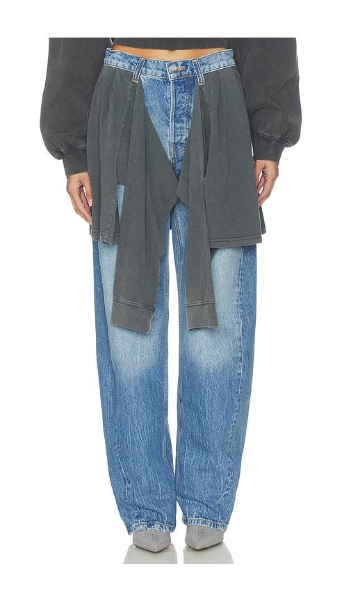Alexander Wang Slouchy Jean With Tied T-shirt in Blue by ALEXANDER WANG