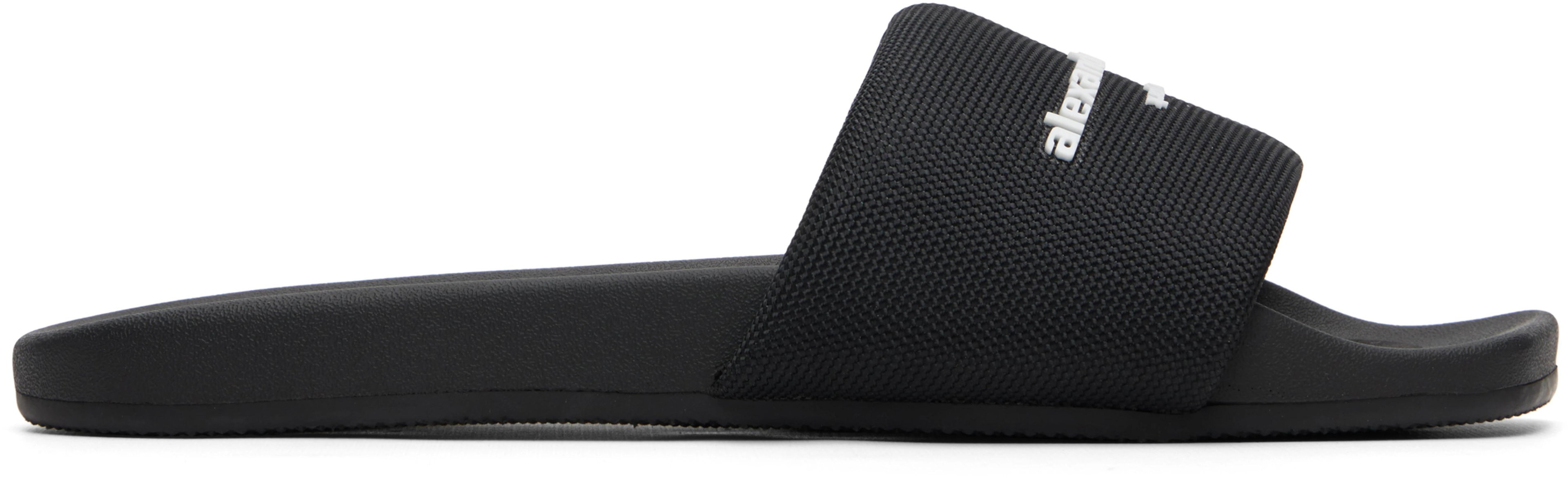 Black 'AW' Pool Slides by ALEXANDER WANG