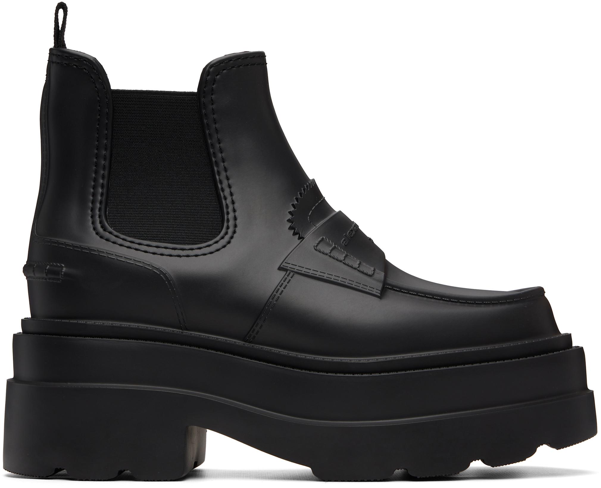 Black Carter Platform Rain Boots by ALEXANDER WANG