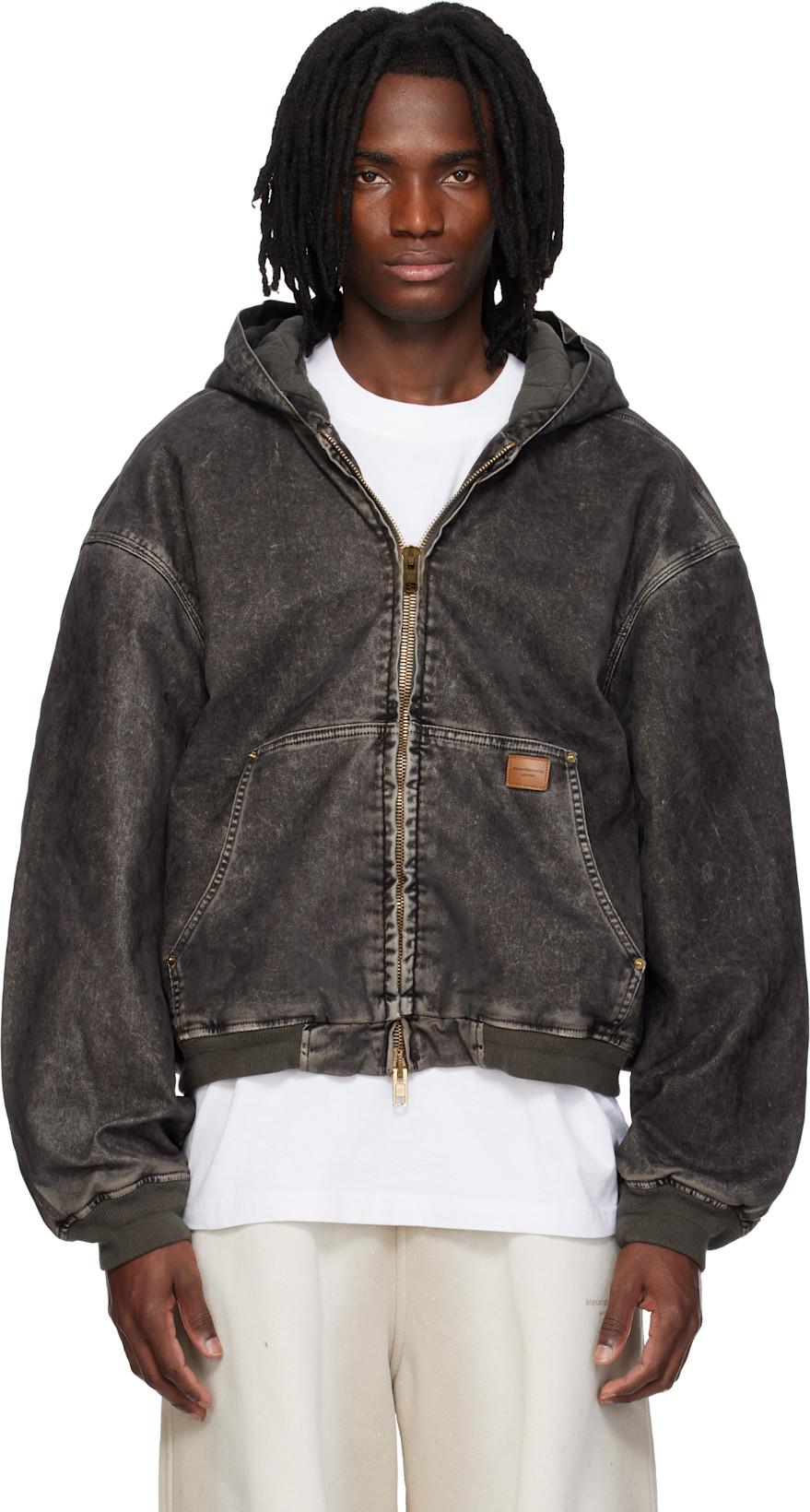 Black Flocked Oversized Carpenter Jacket by ALEXANDER WANG