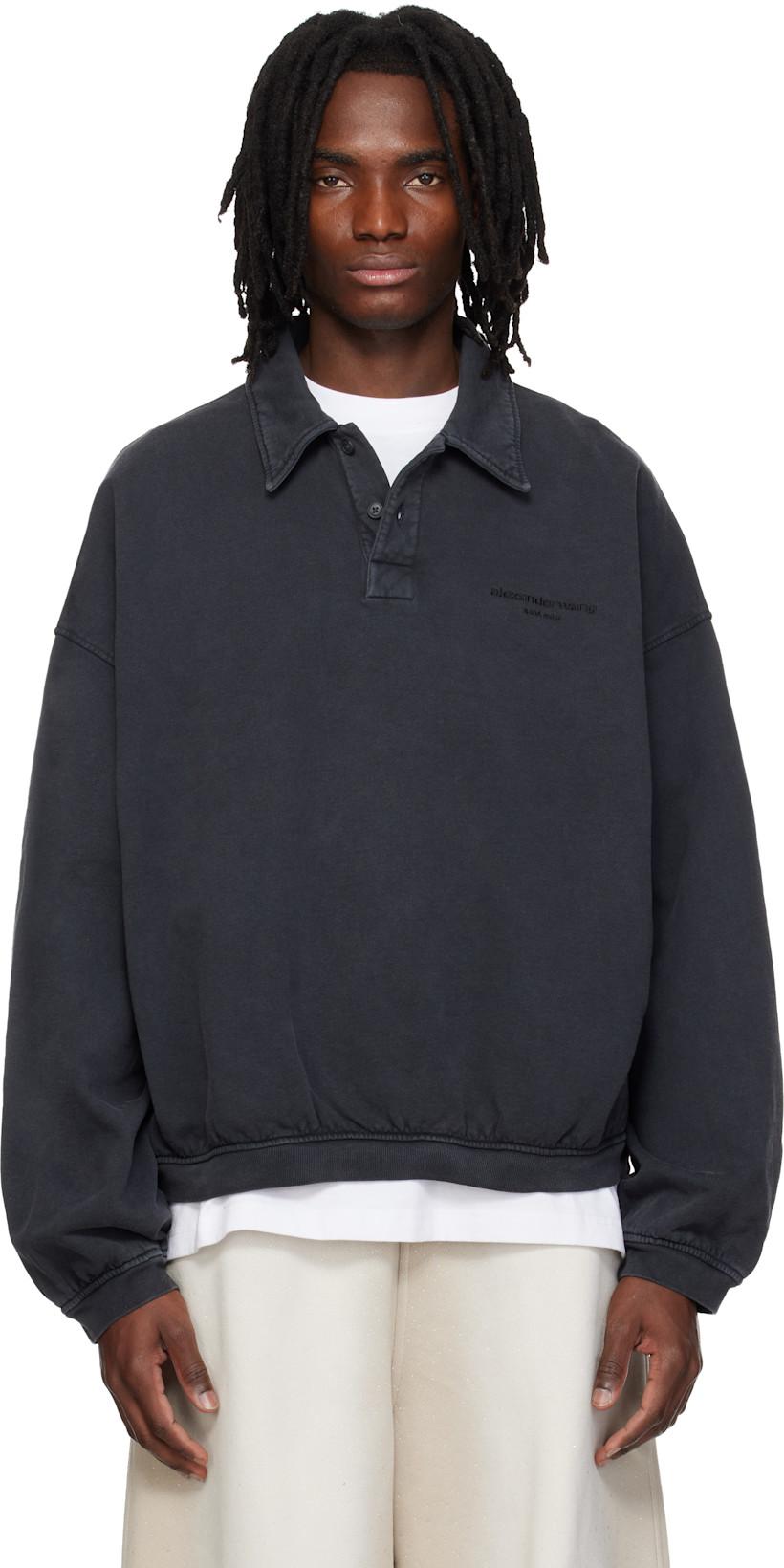 Black Long Sleeve Polo by ALEXANDER WANG