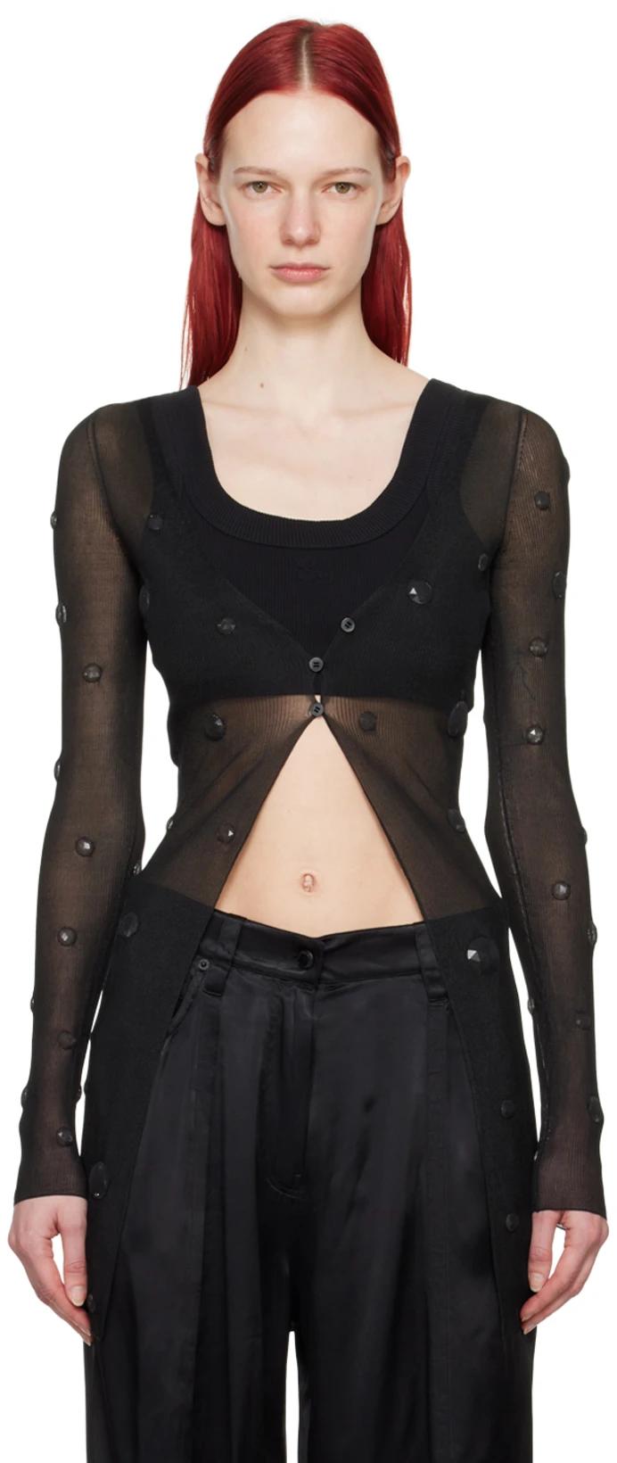Black Ribbed Cardigan by ALEXANDER WANG