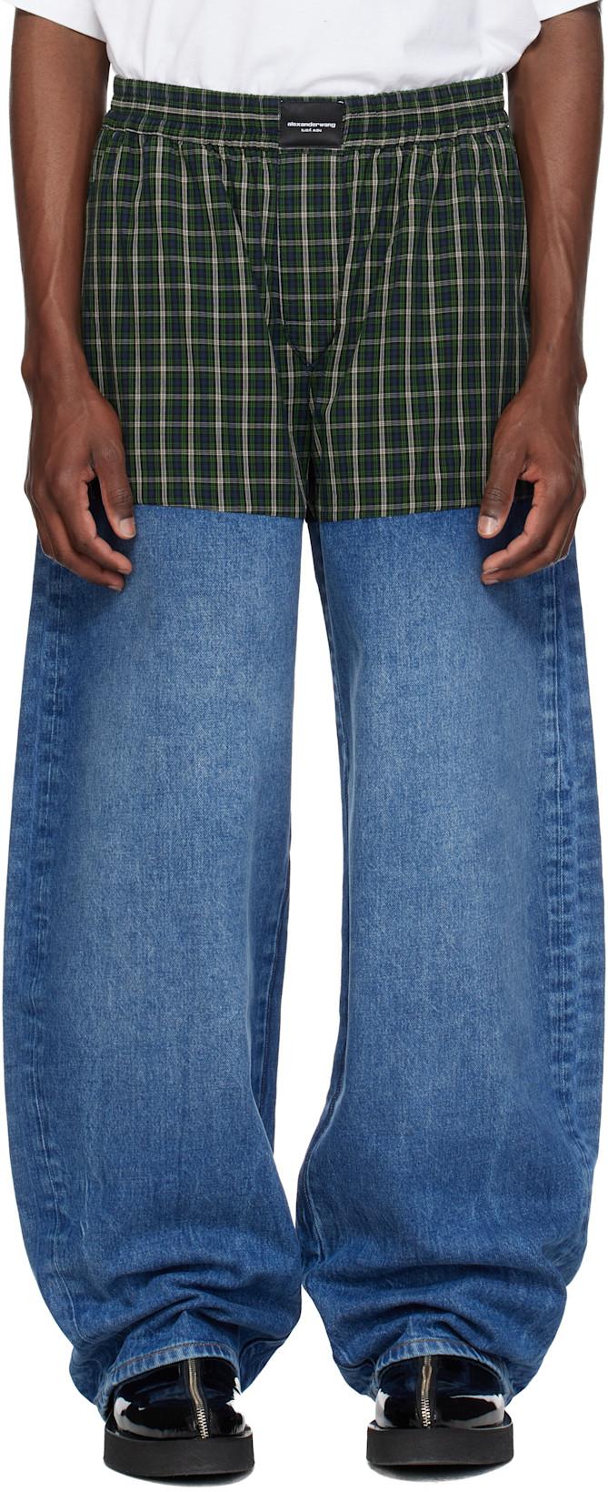 Blue & Green Boxer Combo Loose Jeans by ALEXANDER WANG