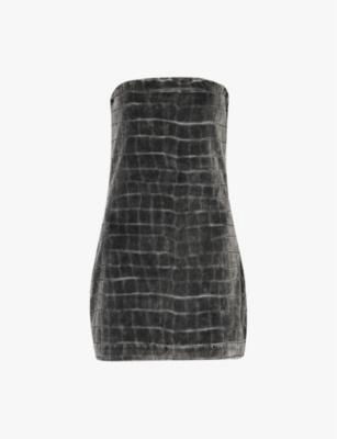 Crocodile-jacquard strapless velour mini dress by ALEXANDER WANG
