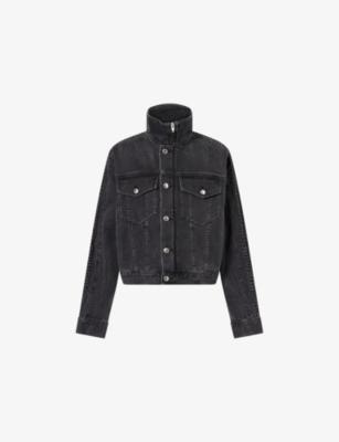 Embossed-Logo High-Neck Denim Track Jacket by ALEXANDER WANG