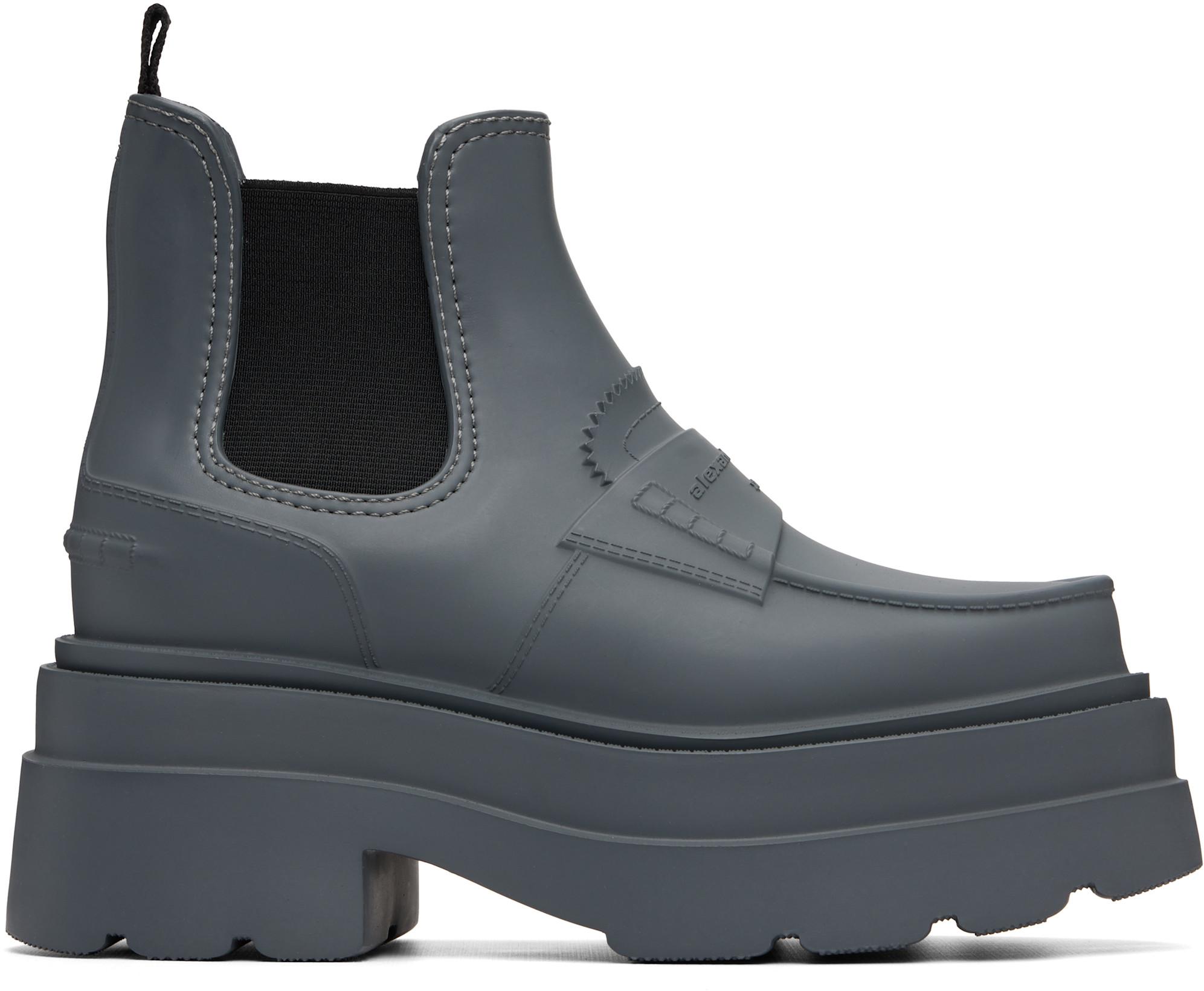 Gray Carter Platform Rain Boots by ALEXANDER WANG