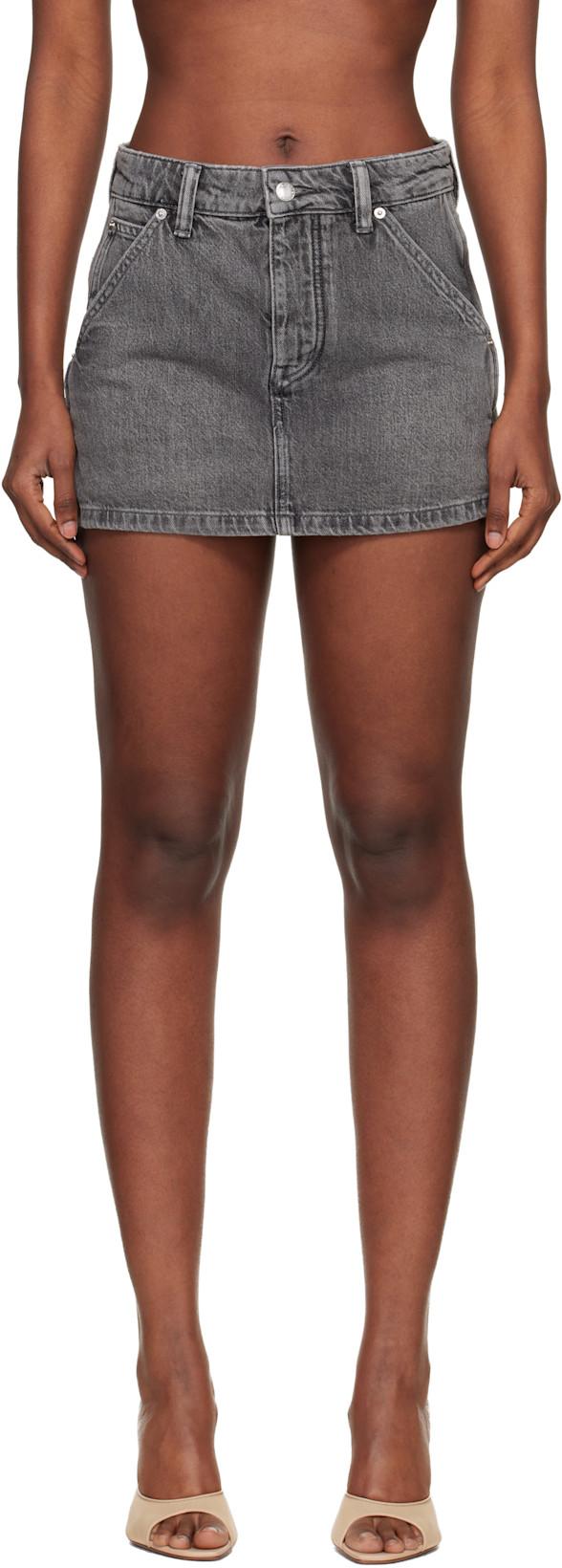 Gray Denim Carpenter Mini Skort by ALEXANDER WANG