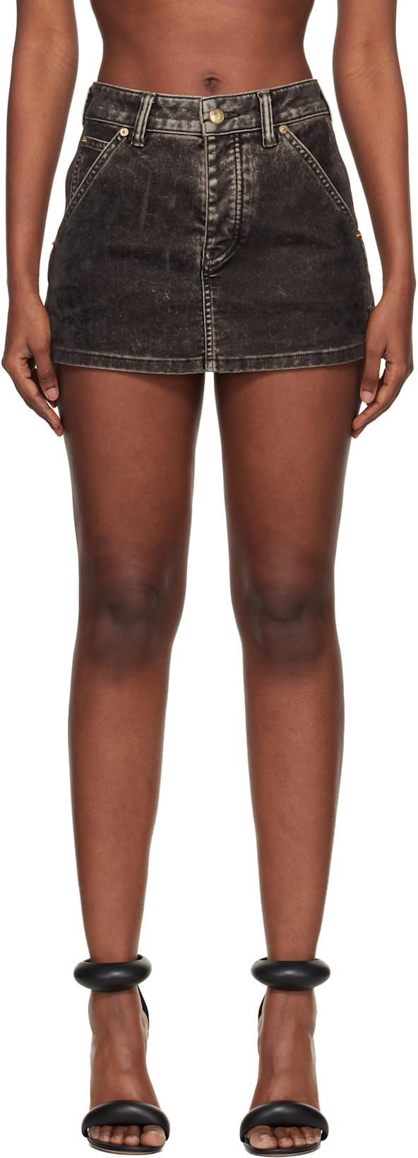 Gray Denim Flocked Carpenter Skort by ALEXANDER WANG