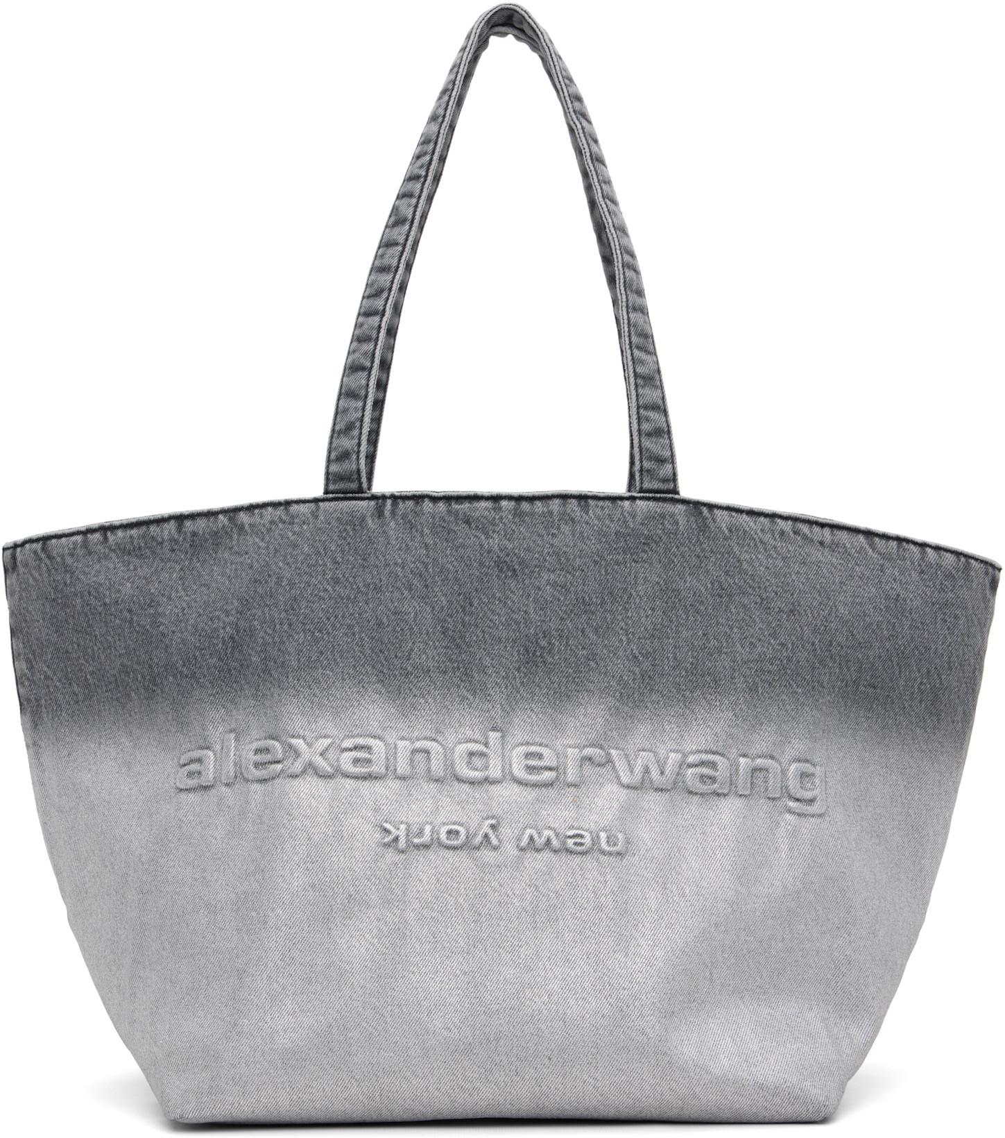 Gray Denim Punch Large Tote by ALEXANDER WANG