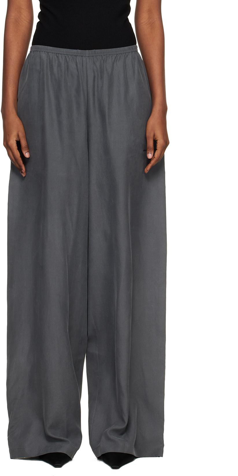 Gray Mid-Rise Silk Track Pants by ALEXANDER WANG