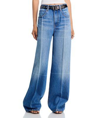 High Rise Straight Jeans with Faded Fold Lines in Vintage Marbled Blue by ALEXANDER WANG