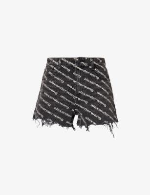Logo-Print Bite Denim Shorts by ALEXANDER WANG