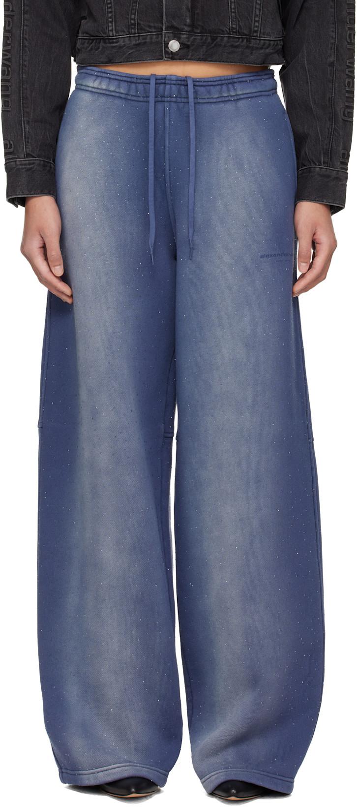 Navy Allover Hotfix Mid-Rise Sweatpants by ALEXANDER WANG