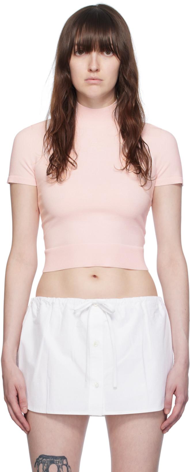 Pink Mockneck T-Shirt by ALEXANDER WANG