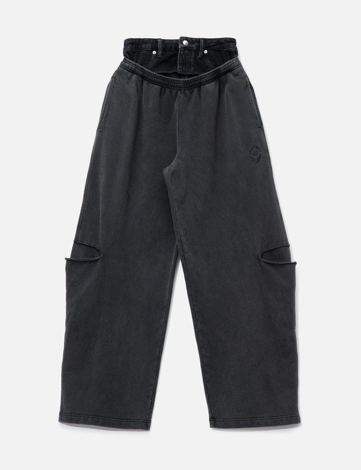 Pre-Styled Slashed Sweatpant With Denim Waistband by ALEXANDER WANG
