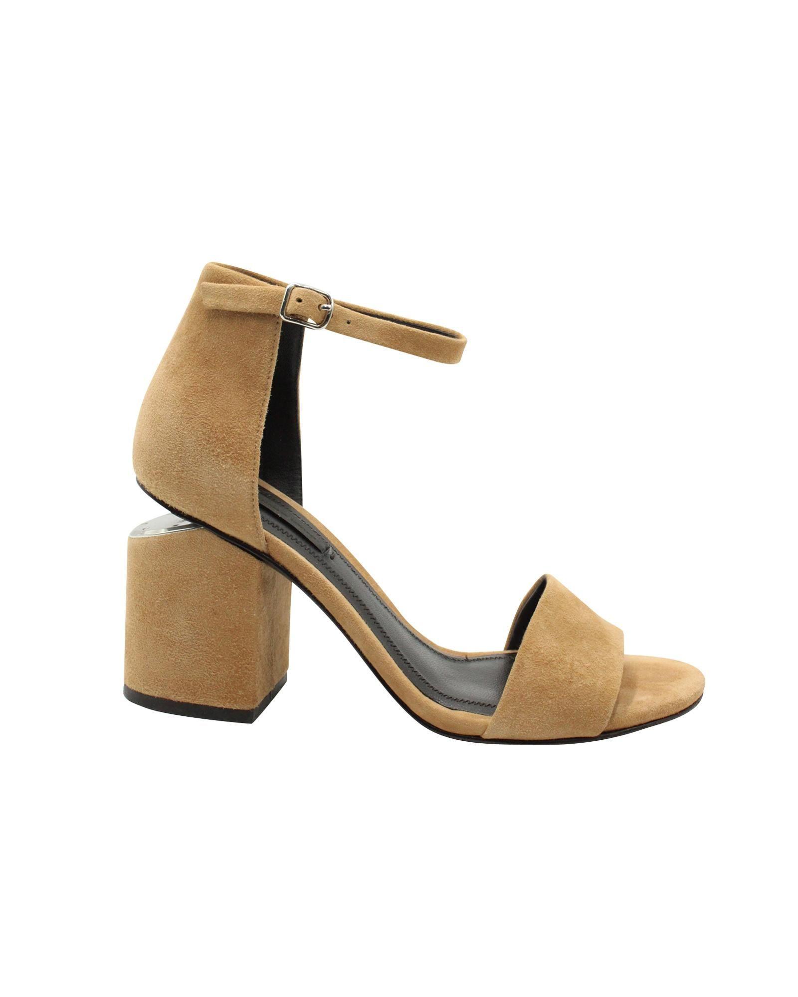 Preloved Suede Block Heel Sandals Wo - Brown by ALEXANDER WANG