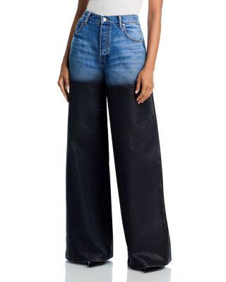 Surge High Rise Wide Leg Jeans With Partial Coating in Vintage Marbled Blue by ALEXANDER WANG