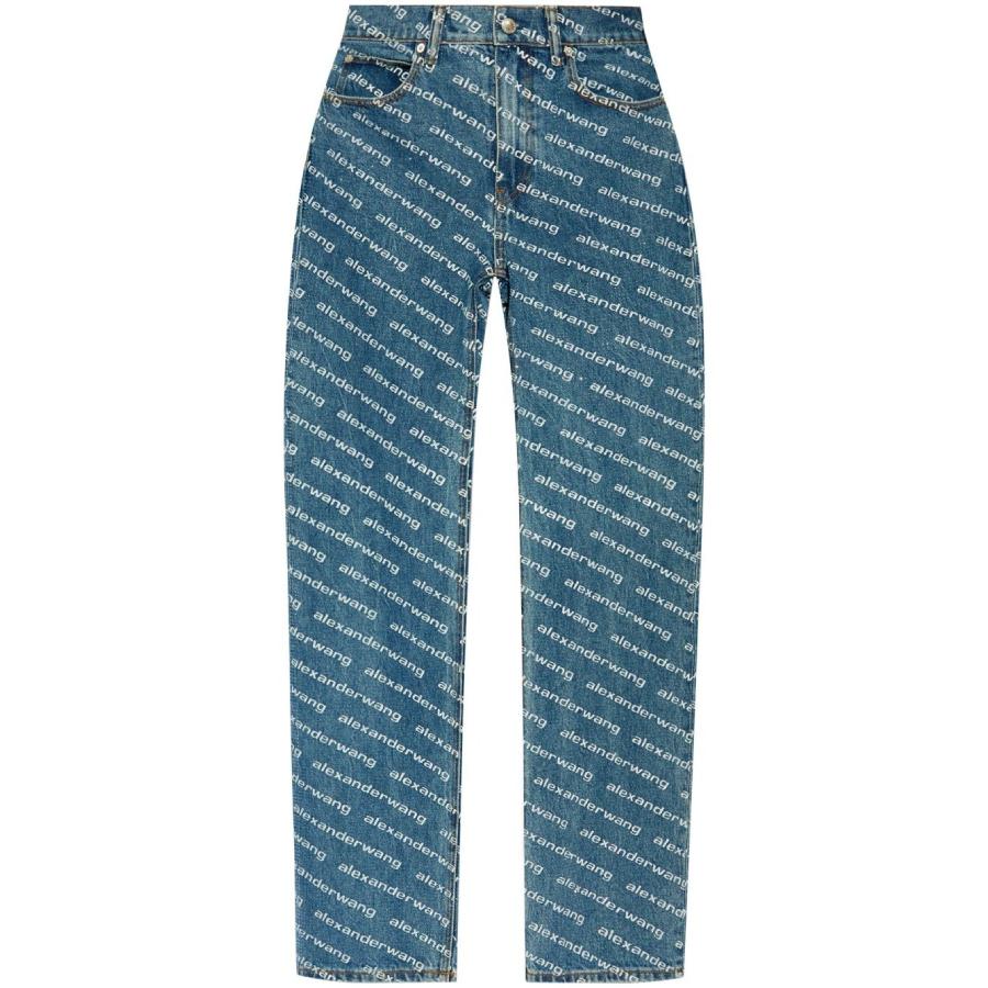 T by Alexander Wang Logo-Print Sequined Mid-Rise Straight Leg Cotton Trousers by ALEXANDER WANG