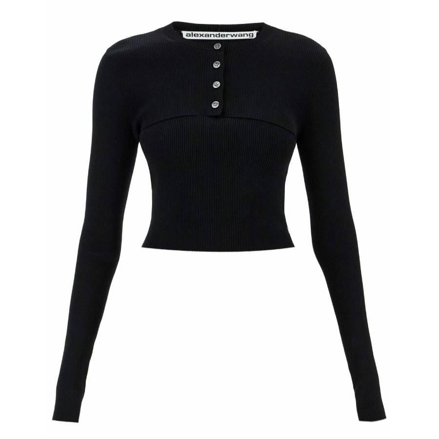 T by Alexander Wang Ribbed-Knit Double Layer Top by ALEXANDER WANG