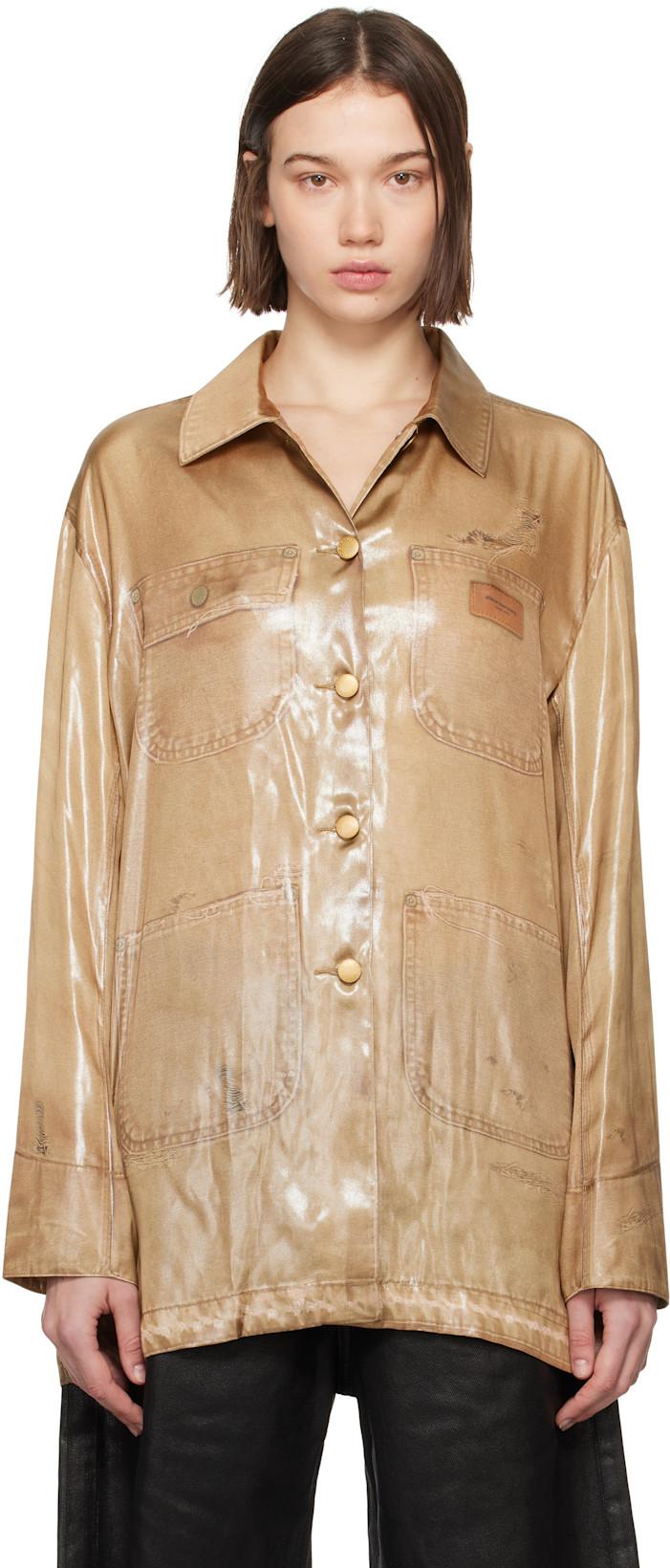 Tan Trompe L'œil Shirt by ALEXANDER WANG