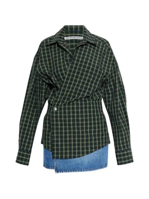 check-pattern wrap-style mini dress by ALEXANDER WANG