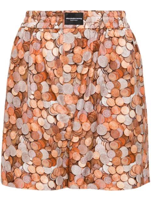 coin-print elasticated shorts by ALEXANDER WANG