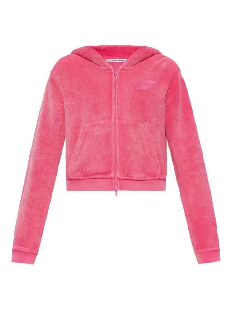 leaf-embroidered hoodied zip-up top by ALEXANDER WANG