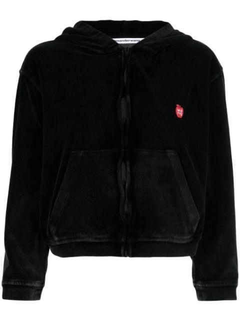 logo-appliqué velour zip hoodie by ALEXANDER WANG