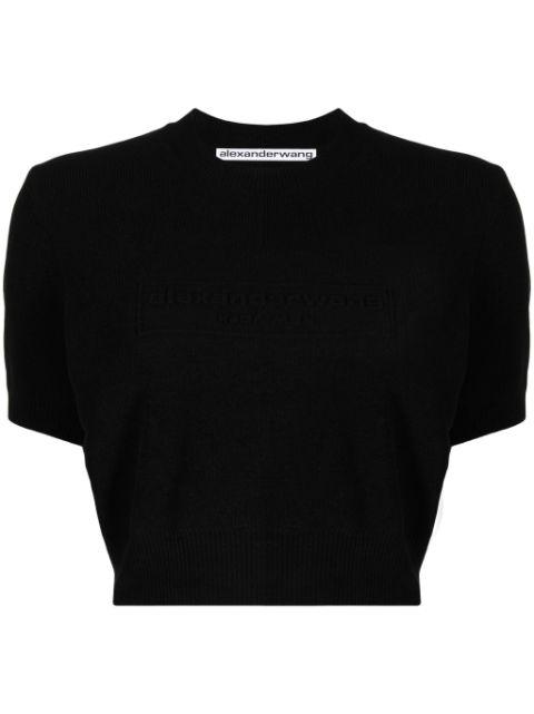 logo-embossed cropped knitted top by ALEXANDER WANG