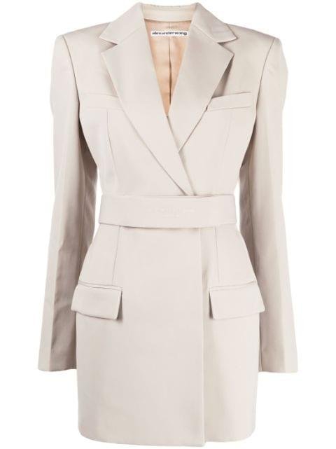 logo-embroidered belted blazer dress by ALEXANDER WANG
