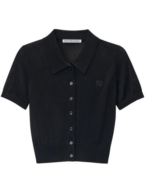 logo-embroidered polo cardigan by ALEXANDER WANG