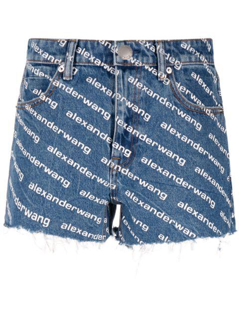 logo-print denim shorts by ALEXANDER WANG
