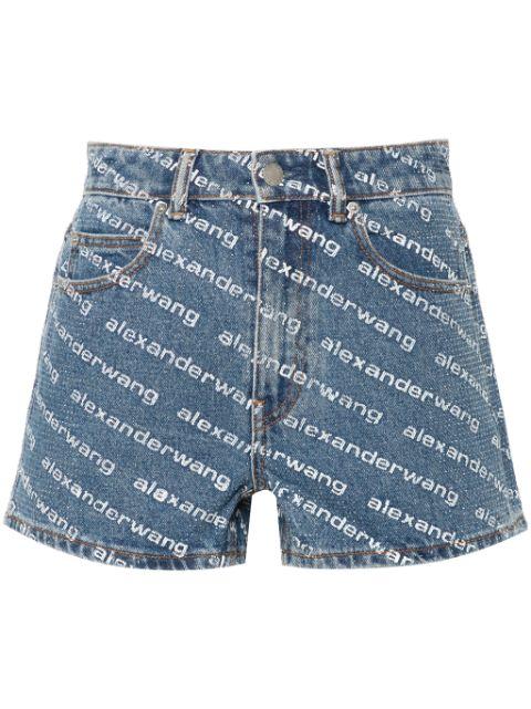rhinestoned denim shorts by ALEXANDER WANG