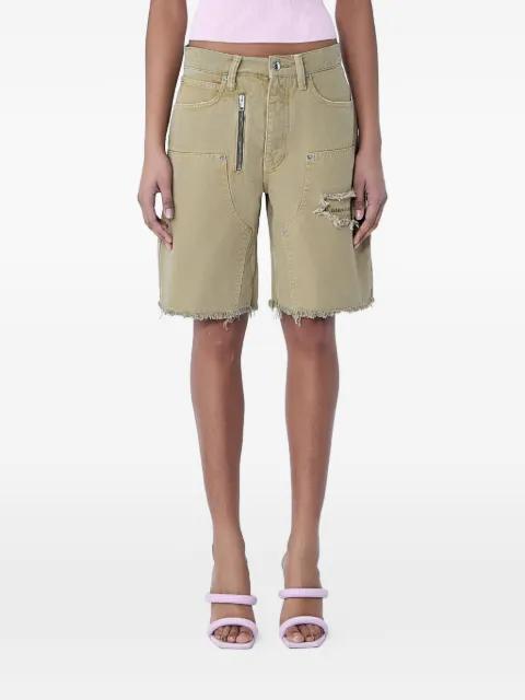 zip-detail distressed-frayed mid-rise carpenter cotton shorts by ALEXANDER WANG