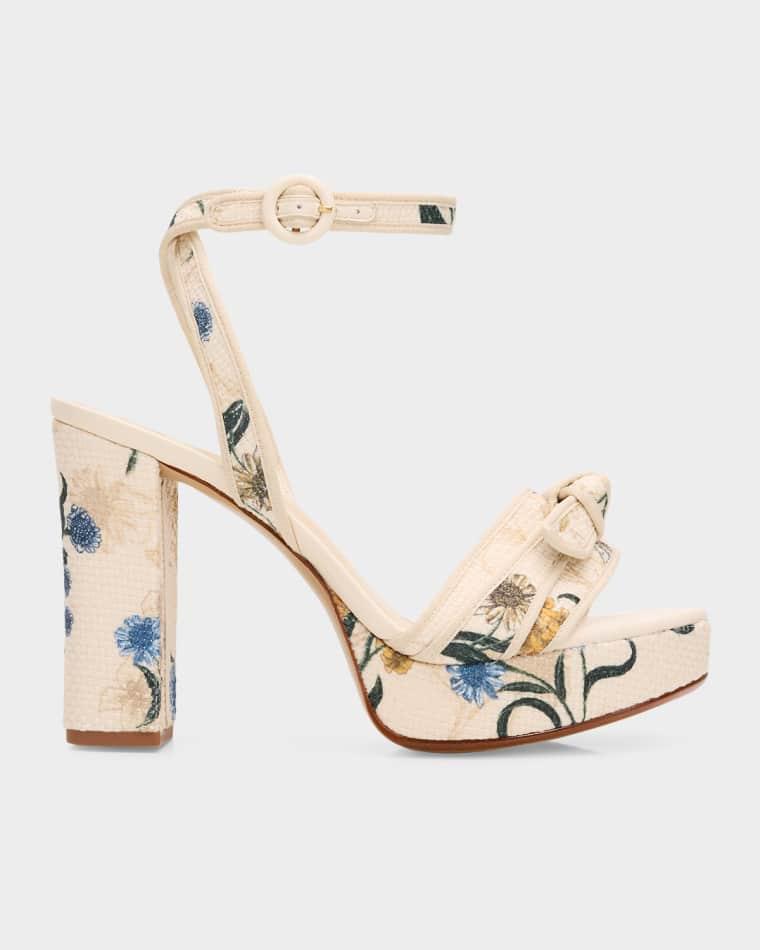 120mm Floral Grosgrain Raffia Platform Sandals by ALEXANDRE BIRMAN