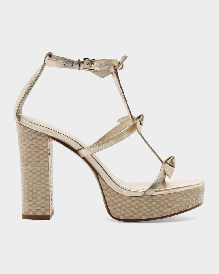 120mm Lolita Metallic Leather and Raffia Platform Sandals by ALEXANDRE BIRMAN