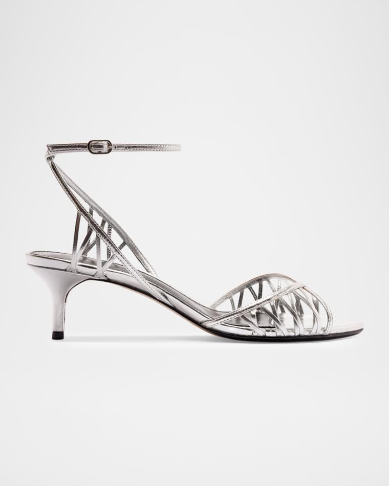 50mm Solene Metallic Leather Sandals by ALEXANDRE BIRMAN