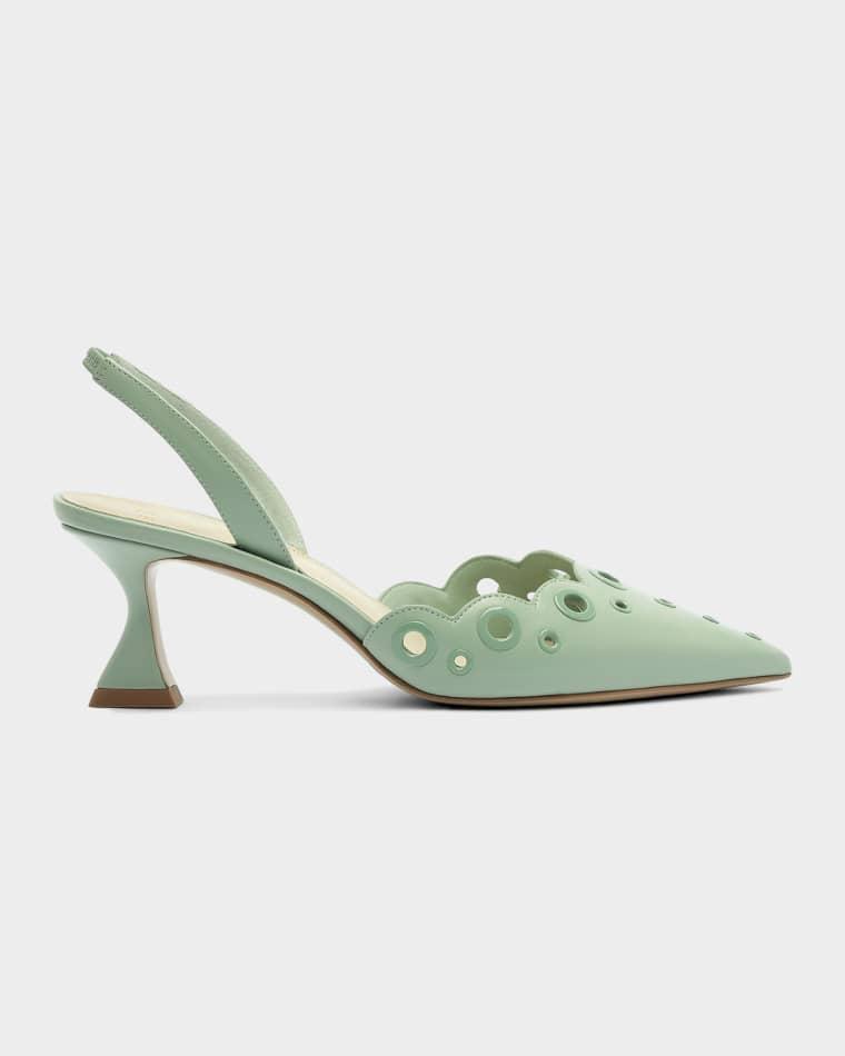 60mm Miley Eyelet Leather Slingback Pumps by ALEXANDRE BIRMAN