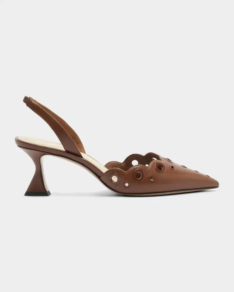 60mm Miley Grommet Leather Slingback Pumps by ALEXANDRE BIRMAN