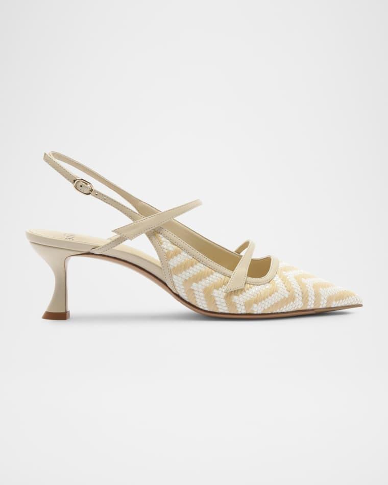 60mm Tita Raffia Zig-Zag Pumps by ALEXANDRE BIRMAN
